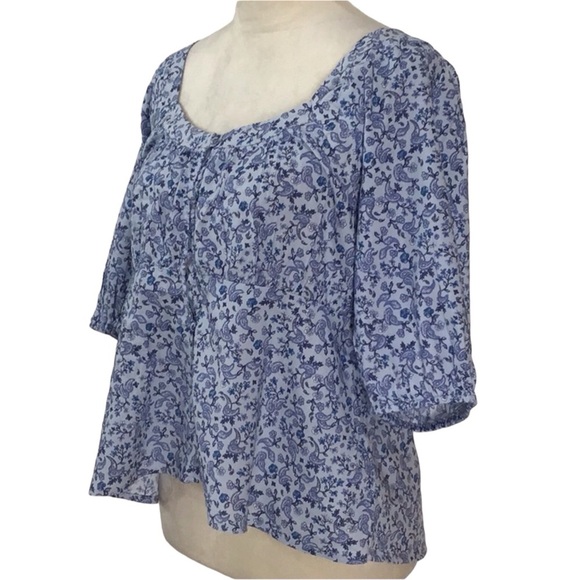 Old Navy Floral Puff Sleeve Smocked Button Down Blouse New - Picture 4 of 7